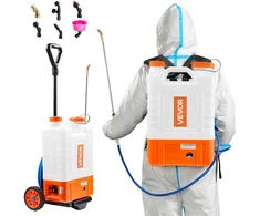 Kuprinis purkštuvas su vežimėliu. 15 l bakas. slėgis 0-94 PSI. 6 antgaliai