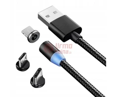 Laidas USB-A į USB-Micro/C/Lightning 1 m magnetinis 3in1
