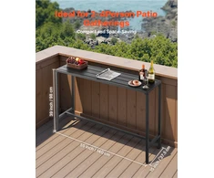 Lauko baro stalas 140 x 37.5 cm. stačiakampis. metalinis rėmas. vandeniui atsparus