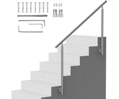 Lauko laiptų turėklas. ilgis 150 cm. nerūdijančio plieno pereinamasis turėklas su montavimo rinkiniu. dviejų stulpų