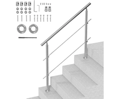 Lauko laiptų turėklas. komplektas su 2 skersinėmis juostomis. ilgis 120 cm. nerūdijančio plieno. su montavimo rinkiniu