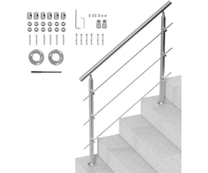 Lauko laiptų turėklas. komplektas su 3 skersinėmis juostomis. ilgis 120 cm. nerūdijančio plieno. su montavimo rinkiniu