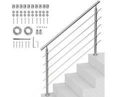Lauko laiptų turėklas. komplektas su 5 skersinėmis juostomis. ilgis 150 cm. nerūdijančio plieno. su montavimo rinkiniu