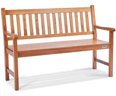 Lauko medinis suolas 127 cm su atlošu ir porankiais. iki 363 kg