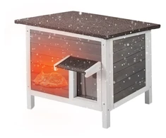 Lauko namelis katėms. medinis su putų izoliacija. 610 x 508 x 535 mm
