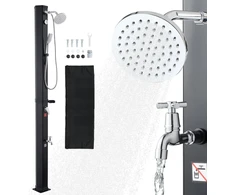 Lauko saulės dušas 40 l, aukštis 205 cm, karštas/šaltas vanduo, juodas