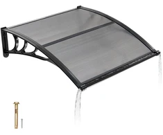 Lauko stogelis nuo saulės įėjimo durims. stogelis su drenažo kanalu. bendri matmenys 965 x 1017 x 275 mm. pilkas