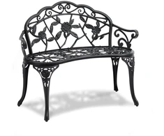 Lauko suoliukas 57 x 98.7 x 79 cm. metalinis sodo suoliukas su atlošu ir porankiais. keliamoji galia 218 kg