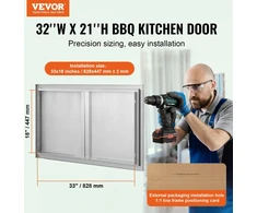 Lauko virtuvės dvivėrės durys. nerūdijančio plieno. 914x534x45 mm. su rankena