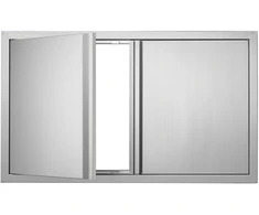Lauko virtuvės dvivėrės durys. nerūdijančio plieno. 914x534x45 mm. su rankena
