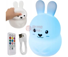LED silikoninė lempa kiškutis RGB