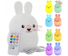LED silikoninė lempa kiškutis RGB