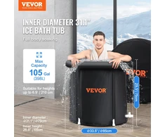 Ledo vonia 85 cm. 330 l. sulankstoma pripučiama terapinė vonia su dangčiu