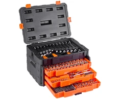Mechaniko įrankių ir galvučių komplektas 450 vnt. 64/95/127 mm SAE ir metrinės su lagaminu