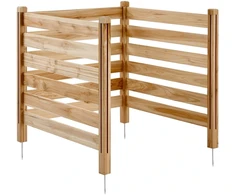 Medinė privatumo tvorelė 914 x 914 mm. 3 skydai. su metaliniais kuoliukais
