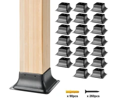 Medinių stulpų atramos. 20 vnt. rinkinys. 102 x 102 mm. vidinis matmuo 91.4 x 91.4 mm. anglinio plieno