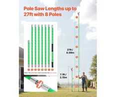 Medžių genėjimo įrankis su ištraukiamu kotu 118–8093 cm su žirklėmis 65 Mn plieno ašmenys