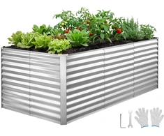 Metalinė pakelta stačiakampė sodo lysvė 2400x1200x860 mm, be dugno, atspari korozijai, daržovėms, gėlėms ir augalams auginti