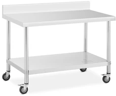 Metalinis gastronominis stalas su lentyna ir kraštu 70 x 120 cm