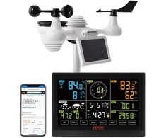 Meteorologinė stotelė su saulės baterija. WiFi. 19 cm spalvotas ekranas. 7 in 1. iki 150 m