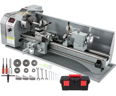 Mini tekinimo staklės metalui 1100W verpstės skersmuo 125mm siūbuojantis stalas 220mm