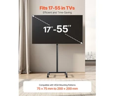 Laikiklis Mobilus TV stovas su ratukais 17-55 colių ekranams su pasukimu (vertikalus/horizontalus) iki 20 kg