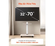 Laikiklis Mobilus TV stovas su ratukais 32-70 colių ekranams reguliuojamas aukštis su lentyna iki 40 kg