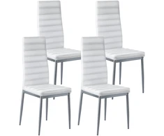 Moderni odinė valgomojo kėdė, 4 vnt., apkrova 136 kg, baltos spalvos