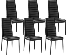 Modernios valgomojo kėdės 465x405x970 mm, dirbtinė oda, 6 vnt., apkrova 136 kg, juodos