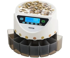 Monetų skaičiavimo ir rūšiavimo aparatas. 8 europinių monetų tipai. iki 850 monetų. LCD ekranas