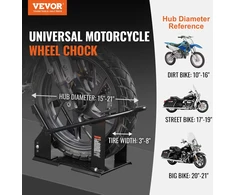Motociklo priekinio rato fiksatorius. keliamoji galia 1800lb. plieno. tinka 38-53cm ratams