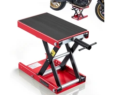 Motociklo žirklinis keltuvas kompaktiška platforma apkrova 499 kg eiga 95-34 cm