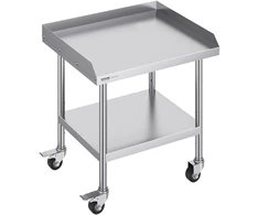 Nerūdijančio plieno darbastalis 610x711x751.6 mm. 4 ratukai. bortelis 3 pusėse. restoranams