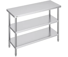 Nerūdijančio plieno darbastalis maistui ruošti 457x1219x864 mm. 2 reguliuojamos lentynos