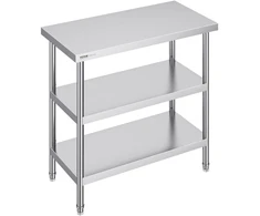 Nerūdijančio plieno darbastalis maistui ruošti 457x914x864 mm. 2 reguliuojamos lentynos