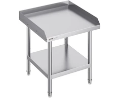 Nerūdijančio plieno darbo stalas 610x610x660 mm. apvadas iš 3 pusių. maistui. sidabrinis