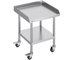 Nerūdijančio plieno darbo stalas 610x610x751.6 mm. ant 4 ratukų. apvadas iš 3 pusių. restoranams