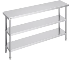 Nerūdijančio plieno darbo stalas maistui. 356x1524x864mm. 2 reguliuojamos lentynos