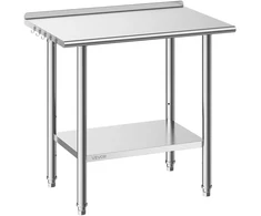 Nerūdijančio plieno darbo stalas restoranui. 915x610x894 mm. apvadas. apatinė lentyna. be ratukų