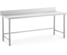 Nerūdijančio plieno darbo stalas su atbraila 200 x 70 cm