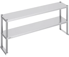 Nerūdijančio plieno dvigubo lygio lentyna-stalas 305x1524x600 mm. reguliuojamo aukščio