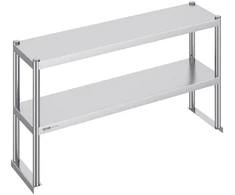 Nerūdijančio plieno dvigubo lygio lentyna-stalas 305x1219x600 mm. reguliuojamo aukščio