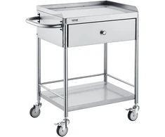 Nerūdijančio plieno laboratorinis vežimėlis. 2 lentynos. apkrova iki 100 kg. 710x421x785 mm