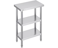 Nerūdijančio plieno maisto ruošimo stalas 356x610x864 mm. 2 reguliuojamos lentynos