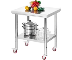 Nerūdijančio plieno maisto ruošimo stalas su ratukais 760x600x850 mm