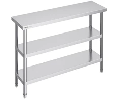 Nerūdijančio plieno maisto ruošimo stalas 356x1219x864 mm. 2 reguliuojamos lentynos