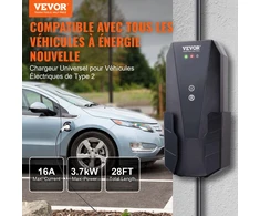 Nešiojamas EV įkroviklis 16A vienfazis Tipas 2. 8.6m kabelis. IP66. galia iki 3.68kW 230V