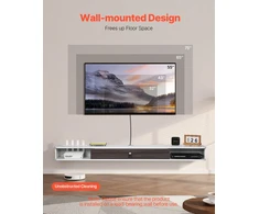 TV staliukas Pakabinama TV spintelė su anga laidams. laikomoji 52 kg. balta. 1800x236x160 mm