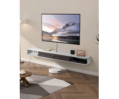 TV staliukas Pakabinama TV spintelė su anga laidams. laikomoji 52 kg. balta. 1800x236x160 mm