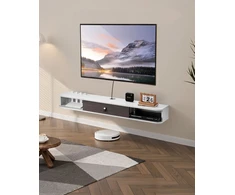 TV staliukas Pakabinama TV spintelė su kabelių anga. ilgis 140 cm. apkrova 52 kg. balta